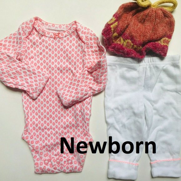 Carter's Other - Baby Girl's Size NB Newborn Top, Pants, Hat